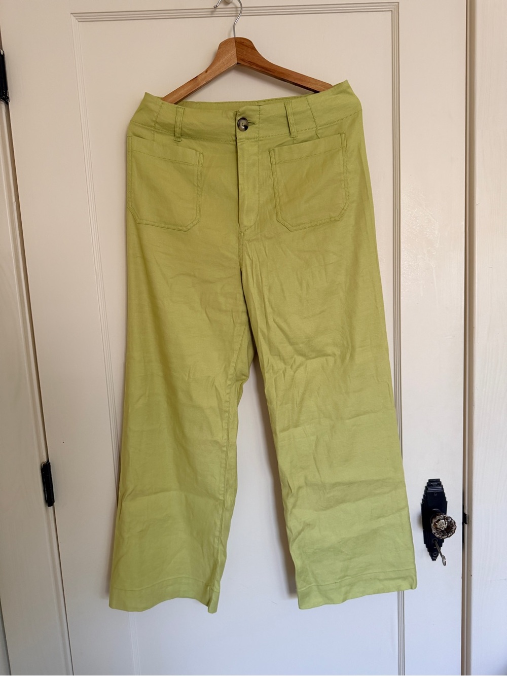 Anthropologie Maeve Colette High Waist Cropped Wide Leg Linen Blend Pants 🍋